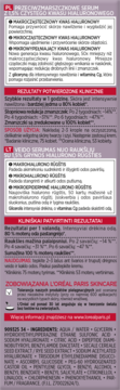 Tył opakowania serum L'Oréal Paris z 2.5% kwasem hialuronowym. Widoczne wyniki kliniczne i składniki.