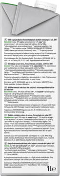 Tył szarego kartonu enerBiO Napój Owsiany Barista 1L, z fermentowanego owsa i soi, bez cukru, skład.