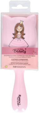 Różowa szczotka do włosów For Your Beauty dla dzieci z księżniczką, w przezroczystym opakowaniu, widok z przodu.