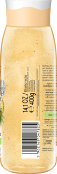 Tył butelki Bielenda Vegan Smoothie, żelu pod prysznic o zapachu melona i ananasa, widoczny kod kreskowy.