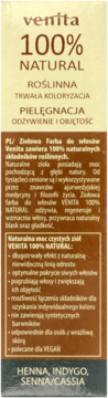 Venita 100% NATURAL, ziołowa farba do włosów, opakowanie w kolorze brązowo-żółtym, widok z przodu.