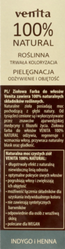 Venita 100% Natural, ziołowa farba do włosów Indygo i Henna, beżowe opakowanie, widok z przodu.