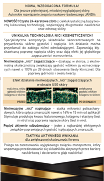 Biały plakat JANDA z opisem formuły 24k złota i nieinwazyjnych nici liftingujących skórę, widok tekstu.