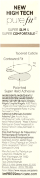 imPRESS manicure pure fit: ulotka z opisem cech, super slim, komfortowe, z klejem Super Hold. Diagram.