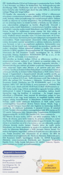 Niebieska etykieta butelki Babydream 230ml z opisem smoczka, materiału i norm, widok tyłu.