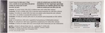 Strona z instrukcją soczewek ACUVUE Oasys 1-Day HydraLuxe: czarny tekst, szare tło, widoczny QR.