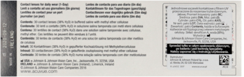 Ulotka informacyjna jednodniowych soczewek ACUVUE Oasys 1-Day HydraLuxe, detale tekstu i etykiety.