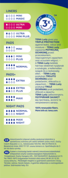 Tabela TENA Lady z kategorią wkładek higienicznych, wyróżniono Slim Ultra Mini o średniej chłonności (4/8).
