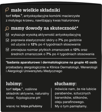 TOŁPA Black From Nature ,krem do twarzy, lekki, wygładzający zmarszczki, na dzień,lewa