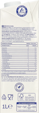 Tył białego kartonu bezglutenowego napoju owsianego, widoczna pełna tabela wartości odżywczych i lista składników.