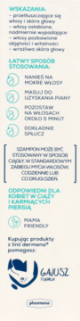 Etykieta szamponu Dermena dla włosów przetłuszczających się, z instrukcją użycia i wskazaniami, w języku polskim.
