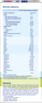 HiPP 1 BIO COMBIOTIK etykieta. Tabela wartości odżywczych i lista składników dla mleka dla niemowląt.