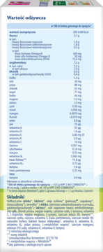 HiPP 2 BIO COMBIOTIK®: etykieta z tyłu opakowania, widoczne wartości odżywcze i szczegółowe składniki.