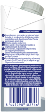 Tył opakowania Nan Optipro Plus 2 Hmo z zakrętką, widoczne instrukcje przygotowania i kod kreskowy produktu.
