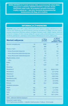 Tył opakowania NAN OPTIPRO 3 dla dzieci, tabela wartości odżywczych i informacje żywieniowe w języku polskim.