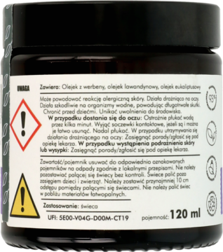 MANUFAKTURA PIĘKNA Czas na Sjestę ,świeca sojowa o zapachu lawendy i werbeny,lewa
