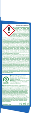 Air Wick Life Scents Świeżość Letniego Poranka, 19ml. Niebieska etykieta z ostrzeżeniem chemicznym i logo Reckitt.