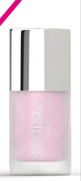 SEMILAC CARE odżywka do paznokci w jasnoróżowym kolorze, butelka z matowego szkła, srebrna nakrętka.