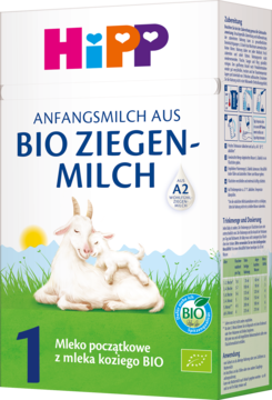 HIPP BIO od pokoleń ,mleko początkowe z mleka koziego, od urodzenia,prawa