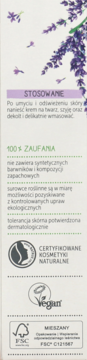 Tył opakowania kremu Alterra 24h z bio lawendą; widoczne certyfikaty naturalnych kosmetyków i tekst o stosowaniu.