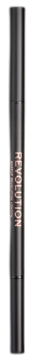 Ciemna kredka do brwi Makeup Revolution Precise Brow Pencil, pionowo, z metalicznym napisem, średni brąz.