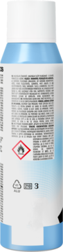 Tył jasnoniebieskiej butelki antyperspirantu adidas Fresh Endurance, widoczne etykiety, tekst i symbol łatwopalności.