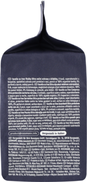 Tył ciemnego opakowania podpasek higienicznych Facelle Ultra Normal, widoczny skład i dane producenta.