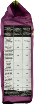 Fioletowe opakowanie talarków z 7 ziaren, tył z tabelą wartości odżywczych i informacjami.