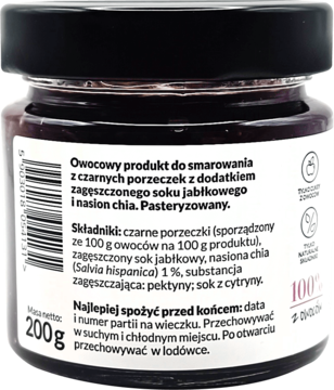FOODS BY ANN ,dżem, 100% owoców, czarna porzeczka z chia,lewa