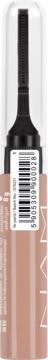 Wegański żel do brwi NAM Half Transparent nr 1, beżowa tuba, przezroczysta nasadka, widoczna etykieta z kodem.