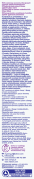 Tył opakowania Corega Max tabletek do czyszczenia protez, z fioletowym tekstem i informacjami o produkcie.