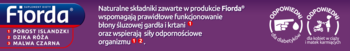Fiorda suplement diety, opakowanie z porostem islandzkim i różą, smak czarnej porzeczki, wiek 4+, fioletowe tło.