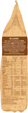 Tył opakowania bezglutenowej kaszki BoboVita Porcja Zbóż malina, z listą składników i tabelą wartości.