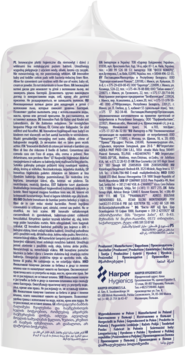 Tył białego opakowania płatków Kindii Linen Care 50 szt., z tekstem produktowym i subtelnymi wzorami.