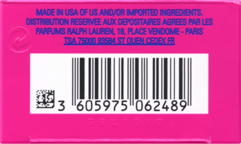 Tył różowego opakowania wody toaletowej Ralph Lauren Big Pony 2 Pink, z widocznym kodem kreskowym i tekstem.