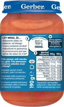 GERBER ,zupka pomidorowa z ryżem i indykiem po 8 m-cu,lewa
