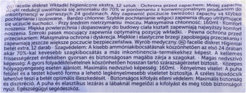 Szczegółowy fragment ulotki produktu: wkładki higieniczne ekstra z ochroną zapachu i chłonnością 160ml.