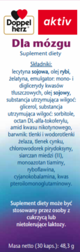 Opakowanie suplementu Doppelherz aktiv Dla mózgu, białe z czerwonym i fioletowym napisem, widok z przodu.