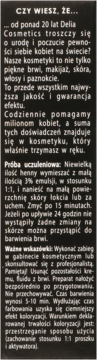 Szczegółowa instrukcja Delia Cosmetics tradycyjnej henny do brwi, biały tekst na ciemnym tle opakowania.