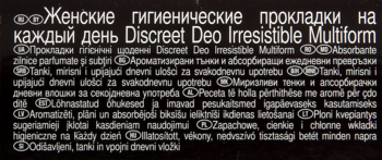 DISCREET ,wkładki higieniczne, Deo Irresistable,prawa