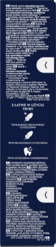 Ciemnoniebieskie opakowanie szczoteczki Oral-B Vitality Pro Protect X Clean, z tekstem i ikonami 3 trybów czyszczenia.