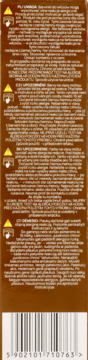 Tylna strona brązowego opakowania Balsamu Koloryzującego Henna Color, zawiera szczegółowe ostrzeżenia i kod kreskowy.
