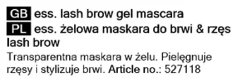 Opis produktu: ess. lash brow gel mascara Essence, transparentny żel do brwi i rzęs, modeluje i utrwala.