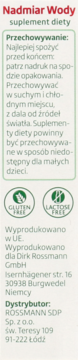 Tył opakowania Altapharma Nadmiar Wody, suplementu diety, z tekstem o przechowywaniu i ikonami gluten/laktoza.