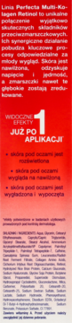 Perfecta Multi-Kolagen Retinol, krem pod oczy, czerwone opakowanie z białym tekstem o efektach.
