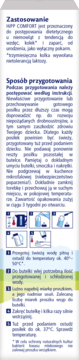 Bok opakowania mleka HiPP Comfort z instrukcjami przygotowania, dawkowania i piktogramami.