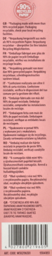 Tylna strona jasnoróżowego opakowania Wilkinson Intuition Dermaglown, z tekstem o >90% recyklingu papieru i kodem kreskowym.