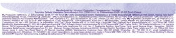 Blue text detailing Bella Control Discreet Super incontinence pads on a light patterned background.