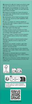 Tył opakowania Wilkinson Intuition Sensitive Care 2w1. Tekst w wielu językach, symbole recyklingu i kod QR.