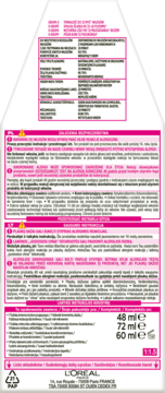 Tył opakowania L'Oréal Casting Crème Gloss 634 Orzechowy Miód z tabelą, polskimi ostrzeżeniami i objętościami.